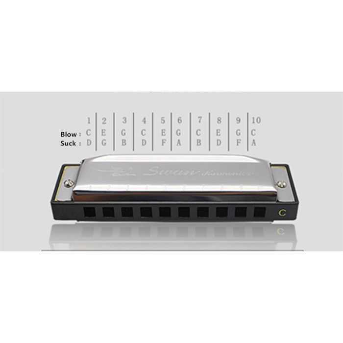 Alat Musik Harmonika SWAN Harmonica 10 Hole lubang 20 Nada C Diatonik