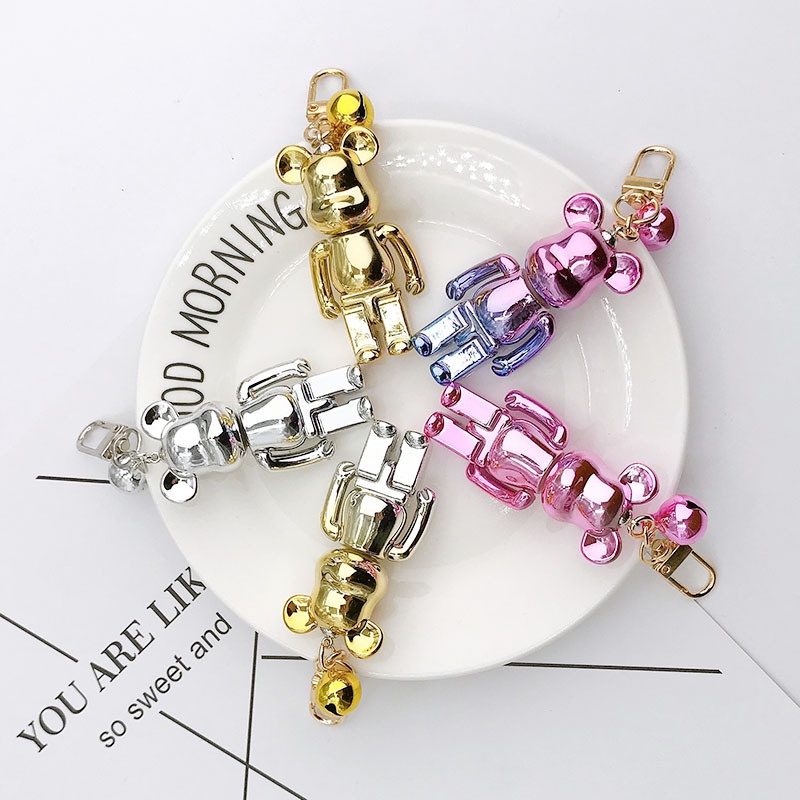 Ins 3D Gradient Color Bear Metal Color Akrilik Hewan Universal DIY Liontin Untuk Airpods1 2 3 PRO 2 4 6 PRO2 PRO4 PRO6 i12 i13 PRO Inpods 12 13 Semua Telepon Bluetooth Earphone Cases