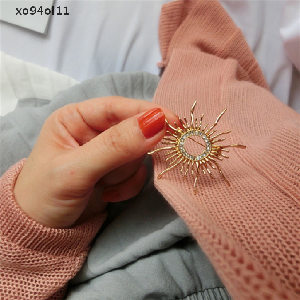 Xo Enamel Matahari Bros Pin Wanita Berlian Imitasi Kristal Syal Mantel Bros Weeding Perhiasan OL