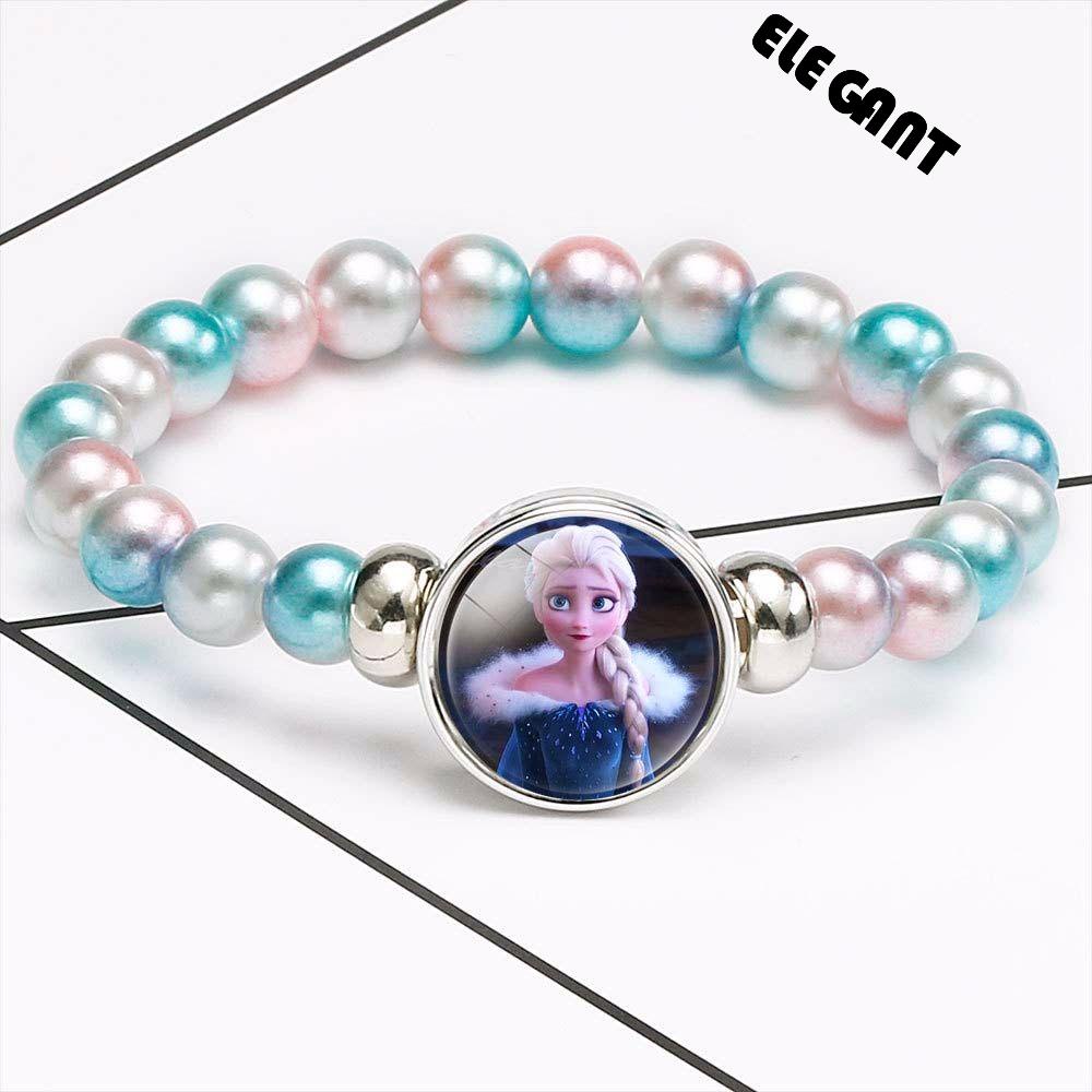 [Elegan] Frozen 2gelang Lucu Kartun Mutiara Manik-Manik Elsa Pelangi Anna Elsa Dan Anna