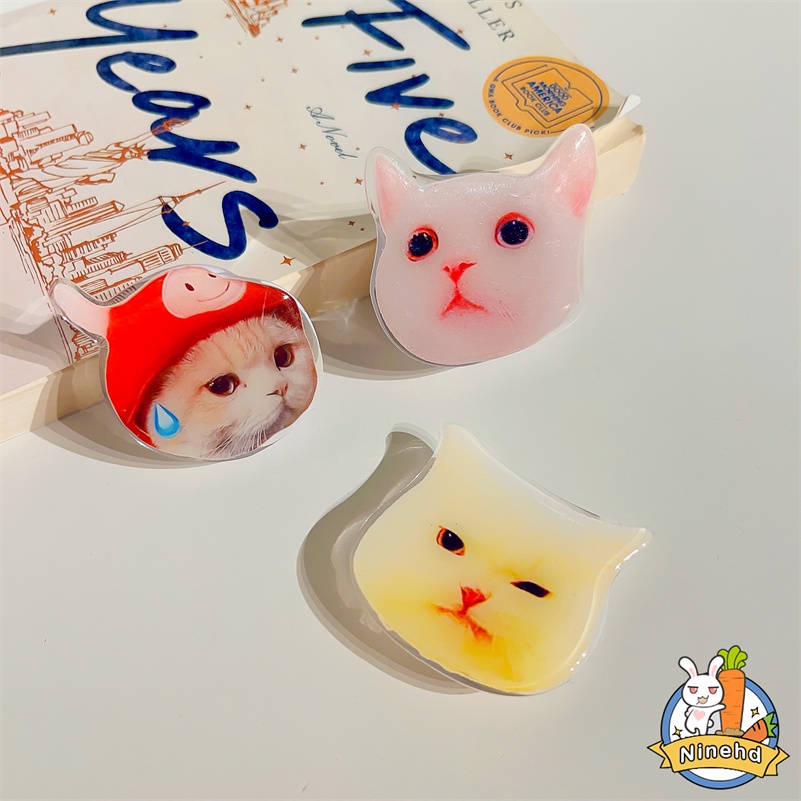 Kartun Lucu 3D Airbag Handphone Stand Phone Holder Transparan Akrilik Teleskopik Adjustable Handphone Grip Stand Holder Bracket Phone Ring Gadget Stand Untuk Semua Case Ponsel