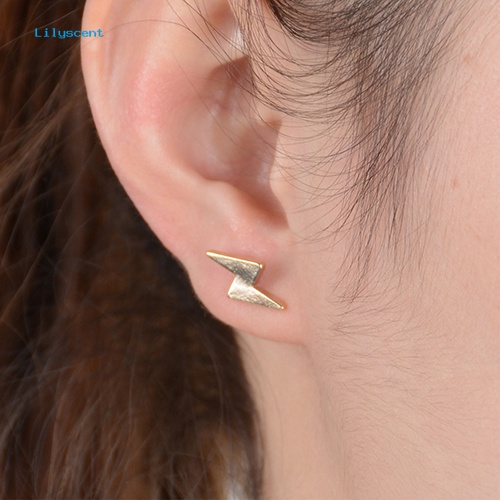 Lilyscent Anting Petir Mini Punk Pria Wanita Mode Alloy Ear Studs Hadiah Pesta