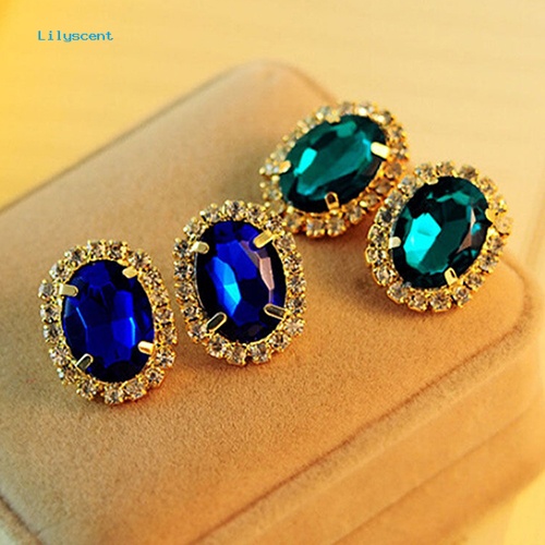 Lilyscent Fashion Wanita Berlian Imitasi Ear Stud Earrings Eardrop Istana Gaya Perhiasan Hadiah