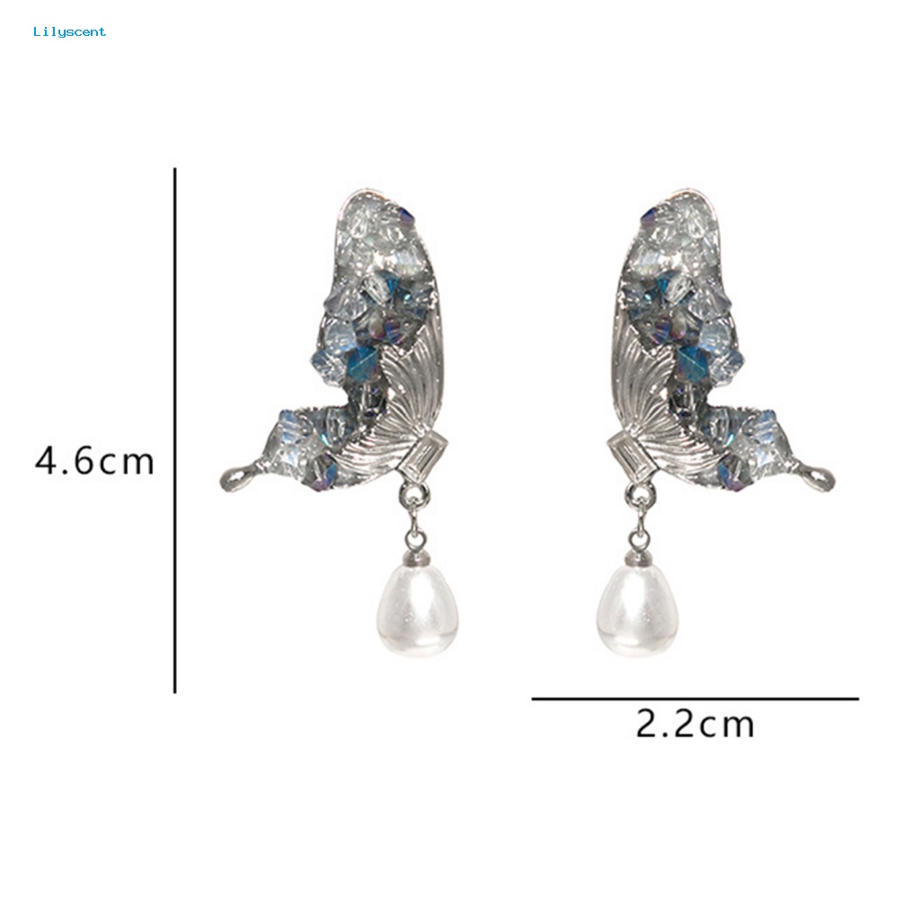 Lilyscent 1pasang Ear Studs Pengerjaan Halus Untuk Perjamuan Wanita Elegan Liontin Telinga Mutiara Imitasi Electroplating