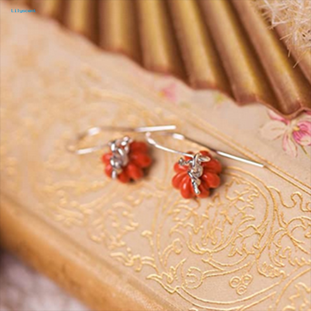 Lilyscent 1pasang Anting Liontin Perempuan Untuk Pakaian Sehari-Hari Orange Pumpkin Pendant Drop Earrings Perhiasan Pesta Geometris