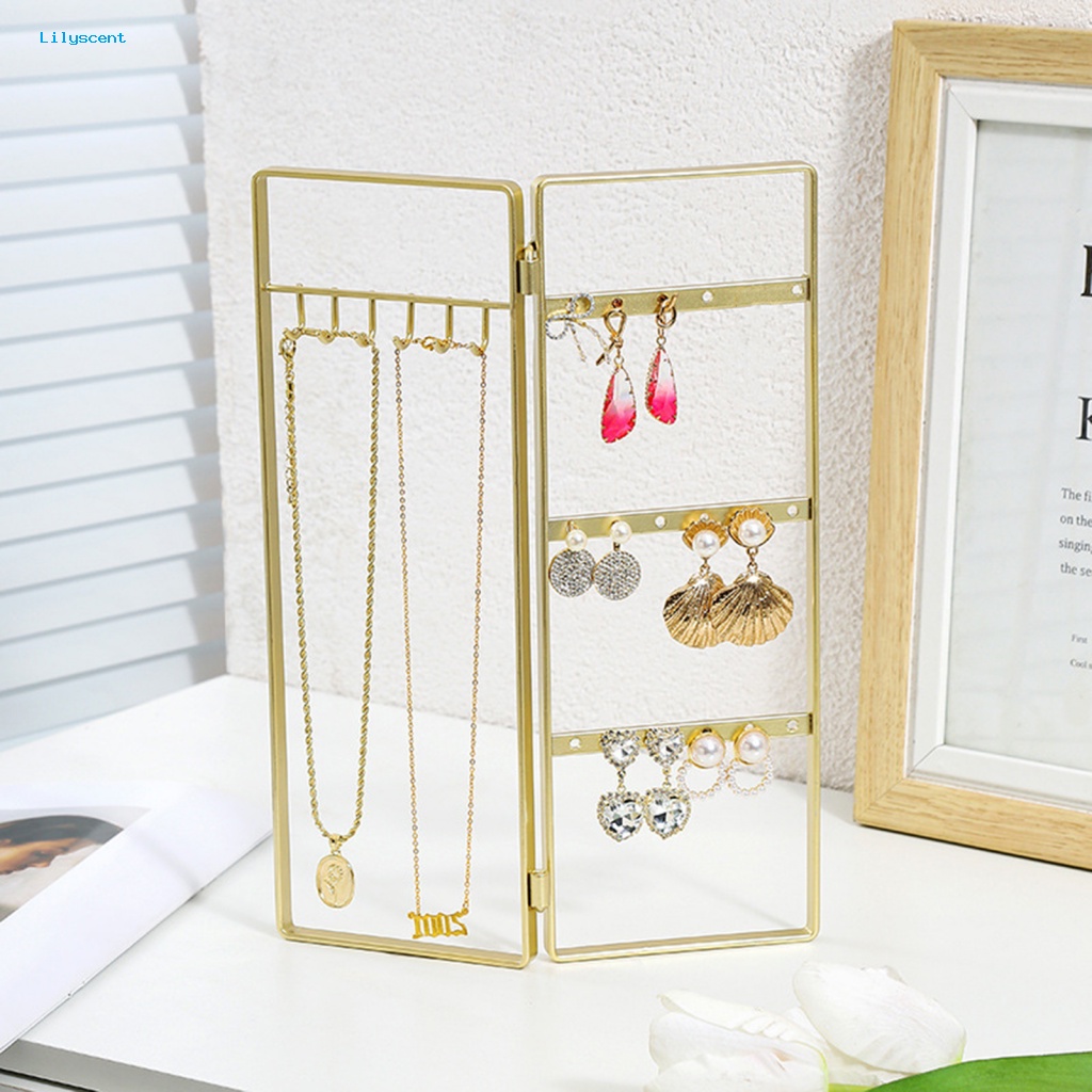 Lilyscent Tahan Aus Rak Display Perhiasan Perlengkapan Toko Perhiasan Kait Anting Kalung Gelang Organizer Rak Lipat