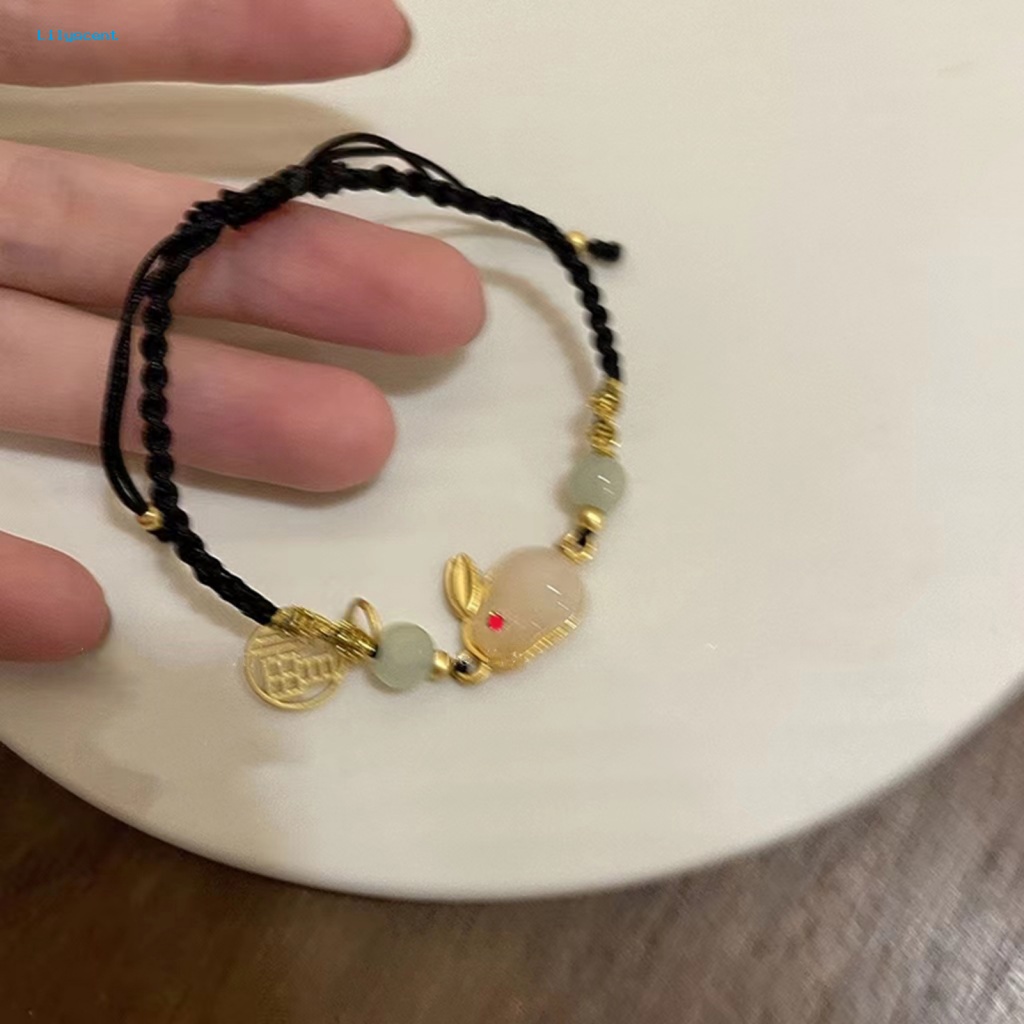 Lilyscent Hadiah Sempurna Gelang Rantai Wanita Aksesori Zodiak Cina Hewan Pesona Imitasi Giok Gelang Handmade