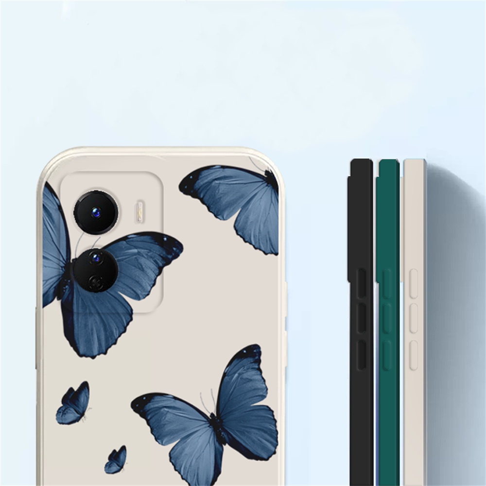 Case Butterfly Biru VIVO Y02 V25 V25E Y16 Y35 Y33S Y21T Y21S Y33S Y91C Y1S Y11 Y12 Y15 Y17 Y12S Y12A Y15S Y15A Y51 Butterfly Case Silikon Lembut