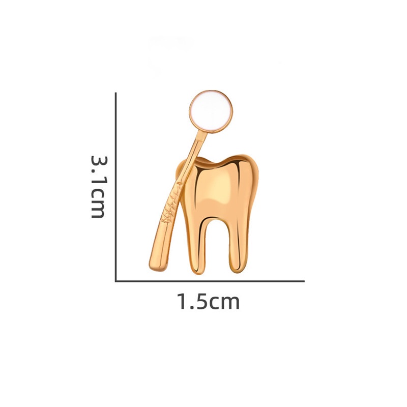 Breastpin Lucu Anti Karat Wanita Bentuk Gigi Warna Silver/Gold Bros Pin Kerah Pin Alloy Personal