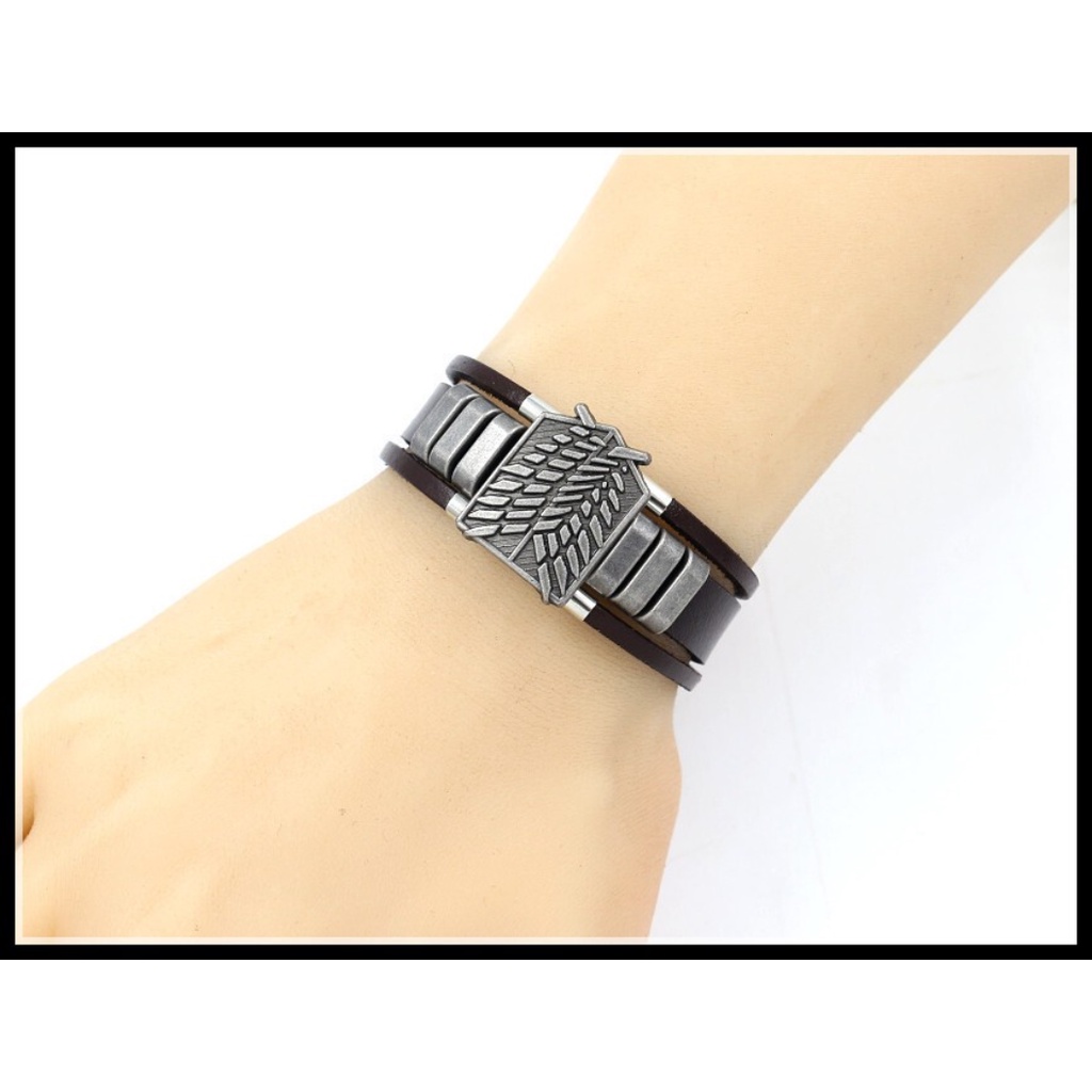 [Z H Perhiasan] Vintage Rock Mencolok Raksasa Kulit Asli Gelang Pria Dan Wanita Fashion Stainless Steel Multilayer Manik-Manik PU Gelang Punk Pesta Perhiasan Aksesoris