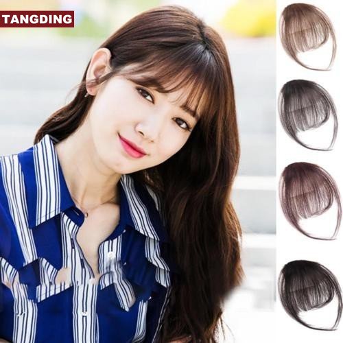 [COD Tangding] Air Bangs Wig Potongan Perempuan Mini Sideburns Bang Clip Invisible Sopak Rambut Ekstensi