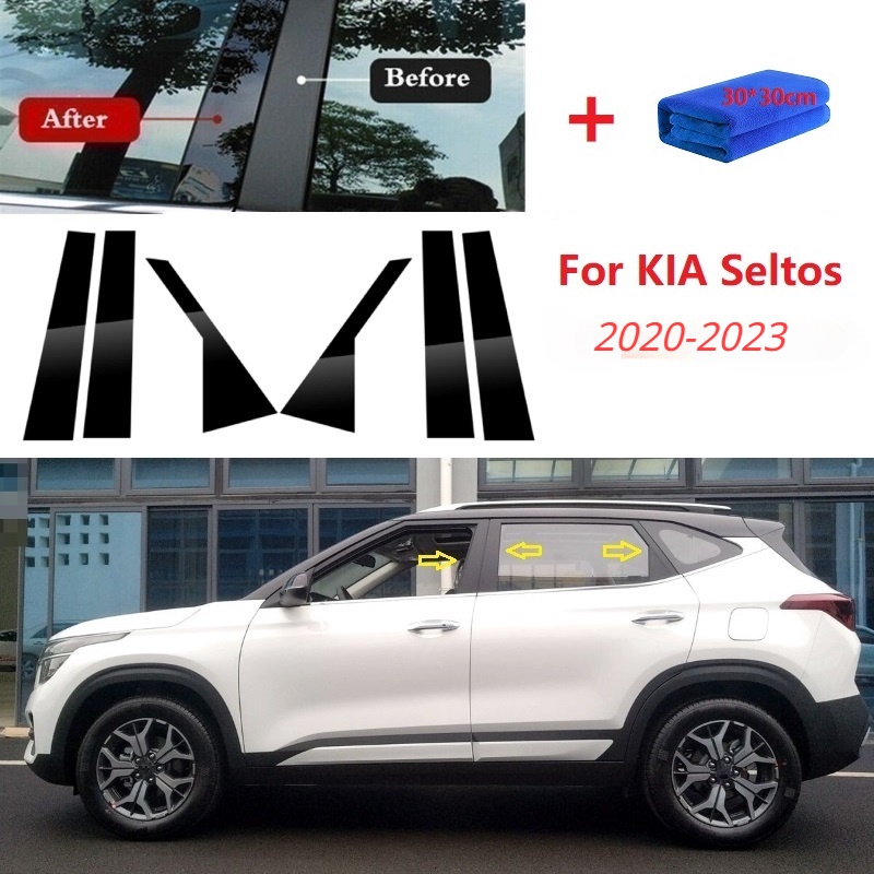 6pcs Window Trim Cover B C Stiker Kolom Tengah Cocok Untuk KIA Seltos 2013-2019 2020 2021 2022 2023 Tiang Pilar Poles