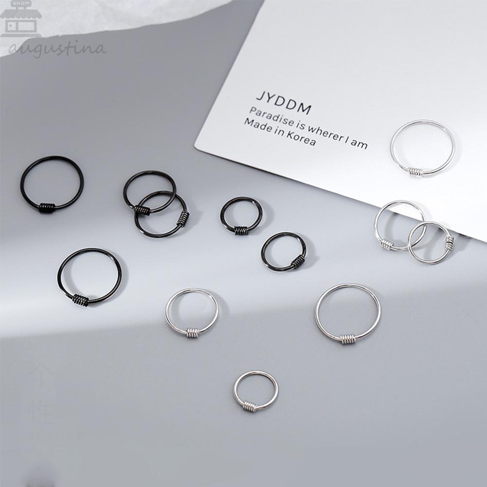 Agustinina Anting Hoop Wanita 11 mm Trendi Pria Temperamen Unisex Telinga Tulang Cincin