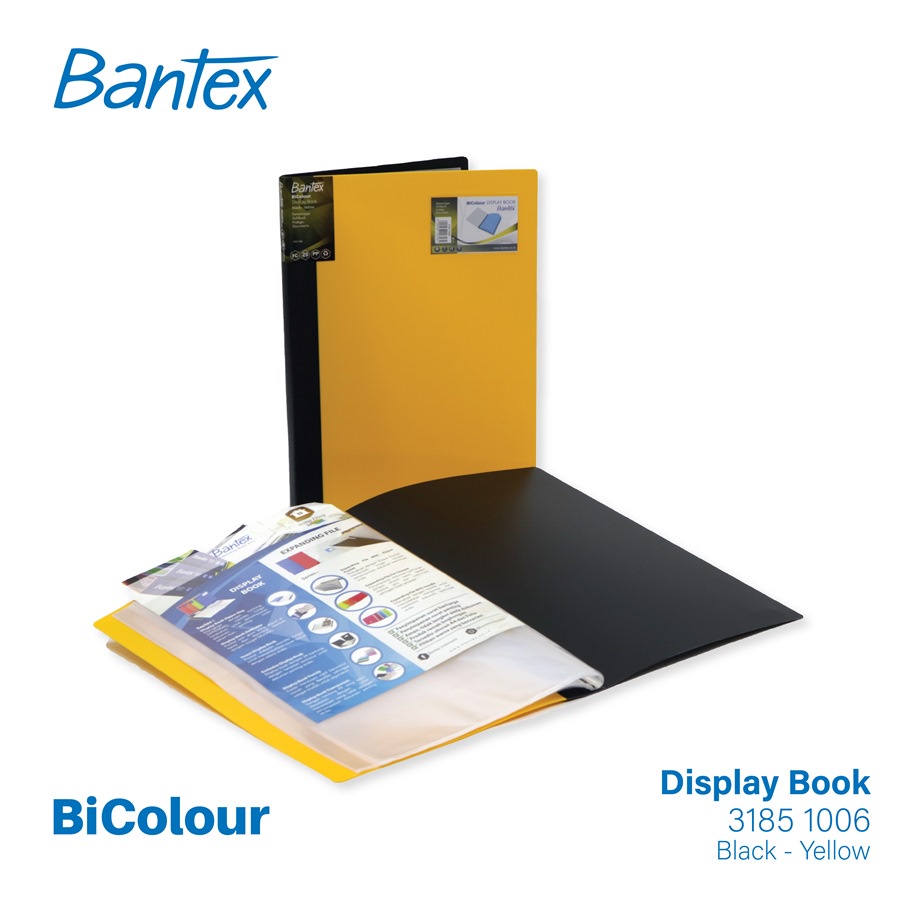 

Bantex Bi-Colour Display Book Clear Holder Folio 40 Pocket Black Yellow