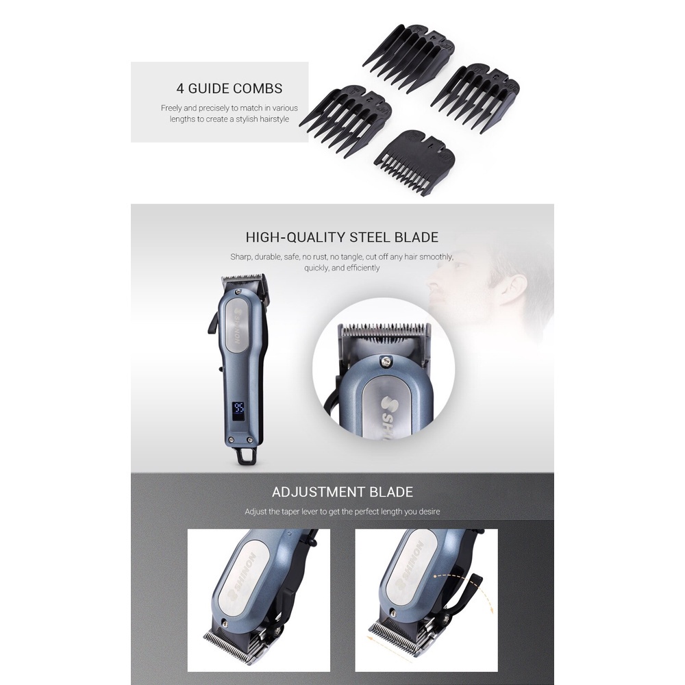 AKN88 - SHINON SH-1888 - Rechargeable LCD Display Electric Hair Clipper