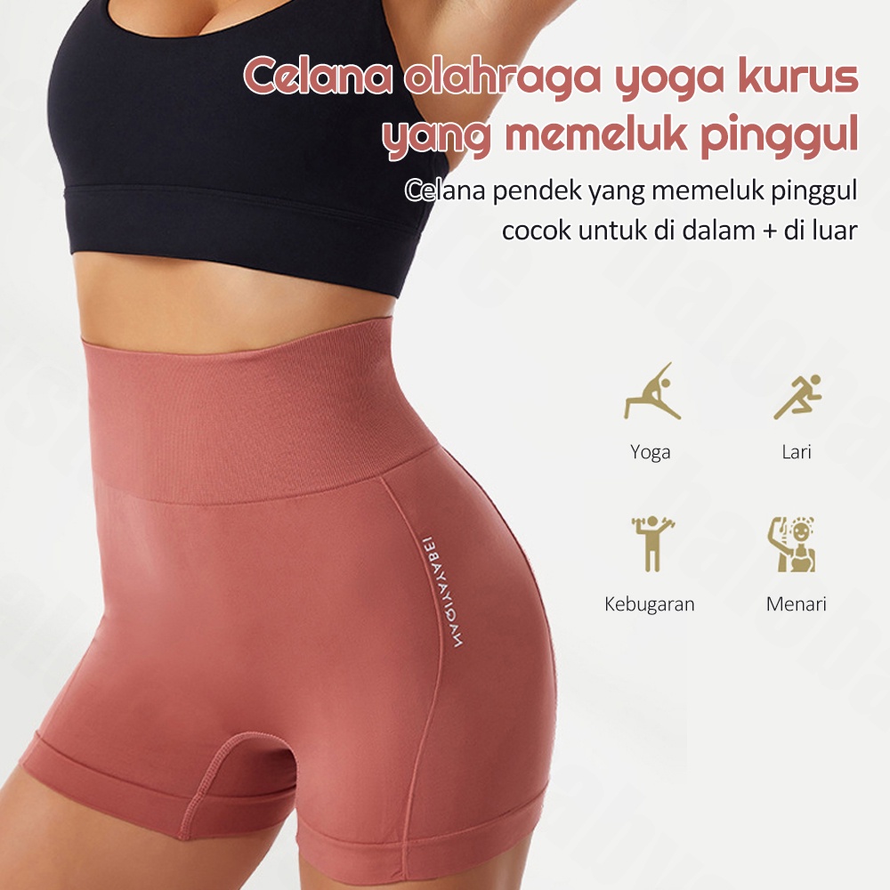 Halo Baby Celana Korset Pinggang Tinggi Legging Pendek/High Waist Boxer sport shorts Yoga Fitness