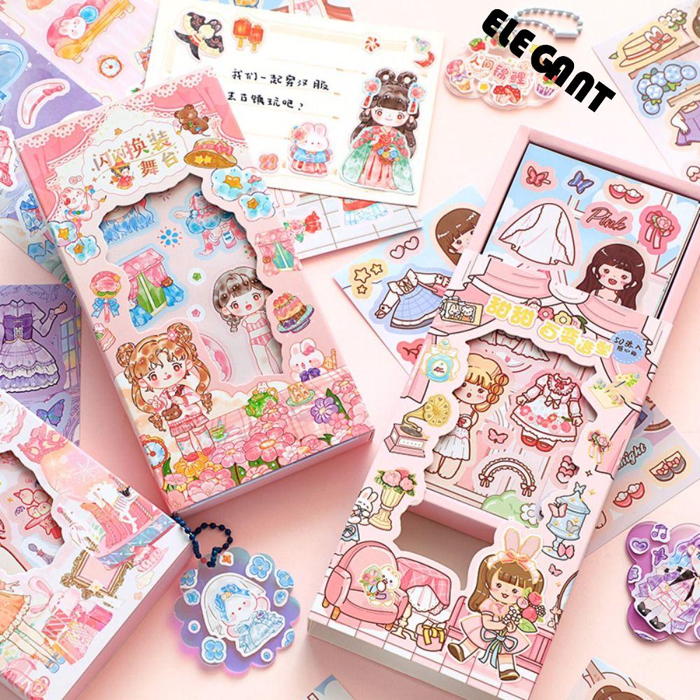 [Elegan] Gadis Kecil Dress-up Outfit Stiker Kartun Siswa Scrapbooking Akun Tangan Pribadi DIY Stiker Dekoratif