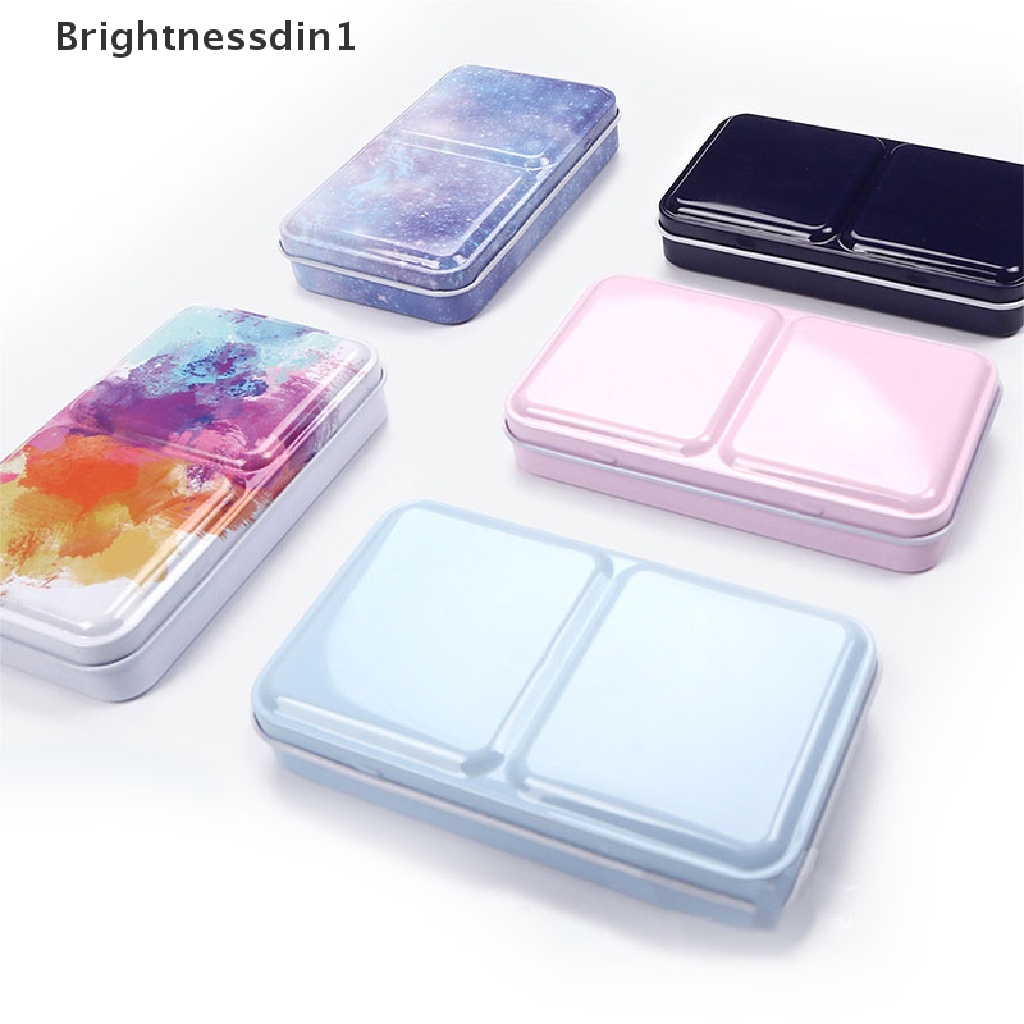 [Brightnessdin1] Half Pan Watercolor Tray Cat Kaleng Kotak Kosong Palet Paing Penyimpanan Paint Tray Butik