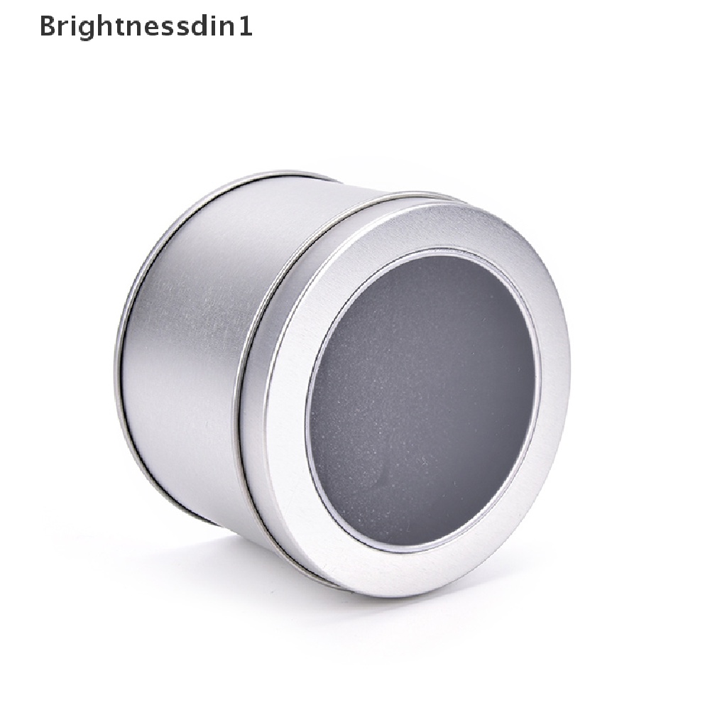 [Brightnessdin1] Kotak Jam Tangan Perhiasan Logam Bulat Silver Display Case Dengan Bantalan Watch Box Holder Butik