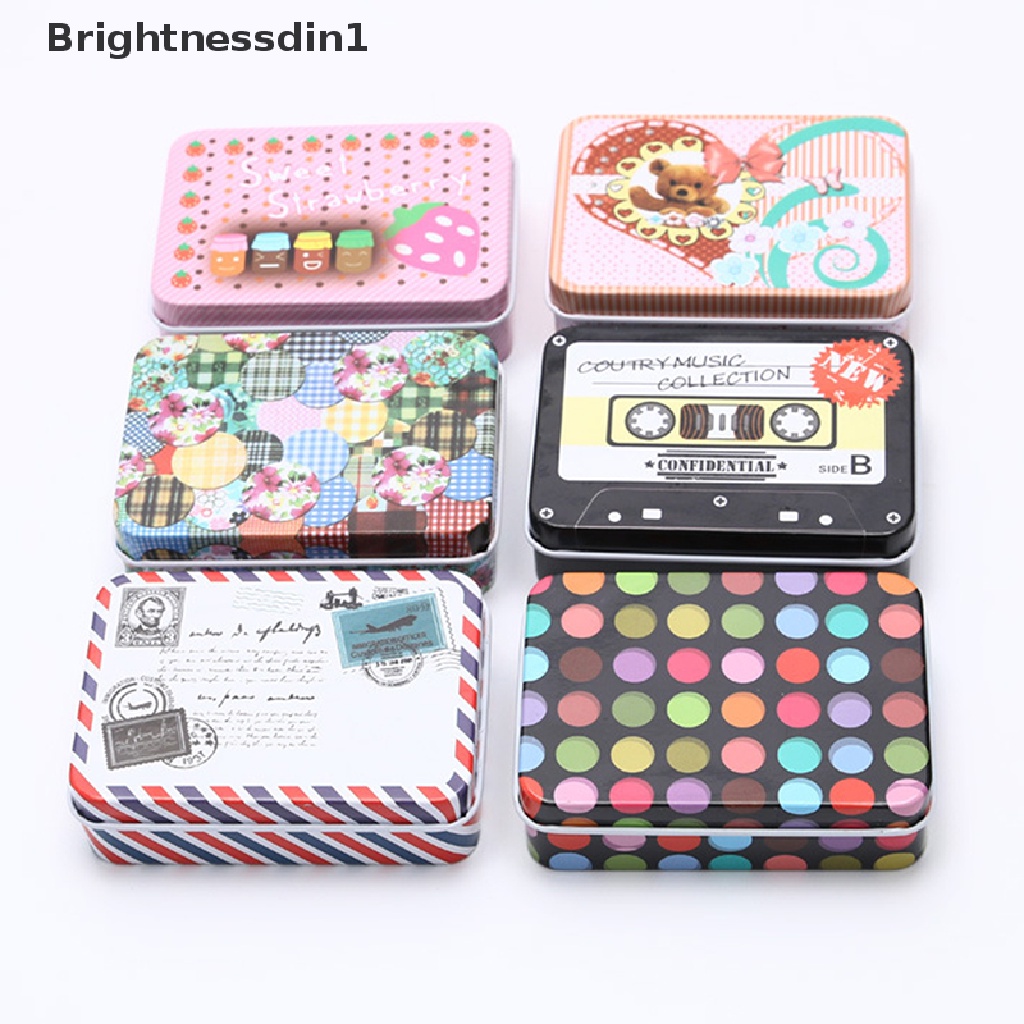 [Brightnessdin1] Mini Tin Box Kaleng Kosong Dengan Tutup Portable Rectangular Wadah Penyimpanan Kecil Butik