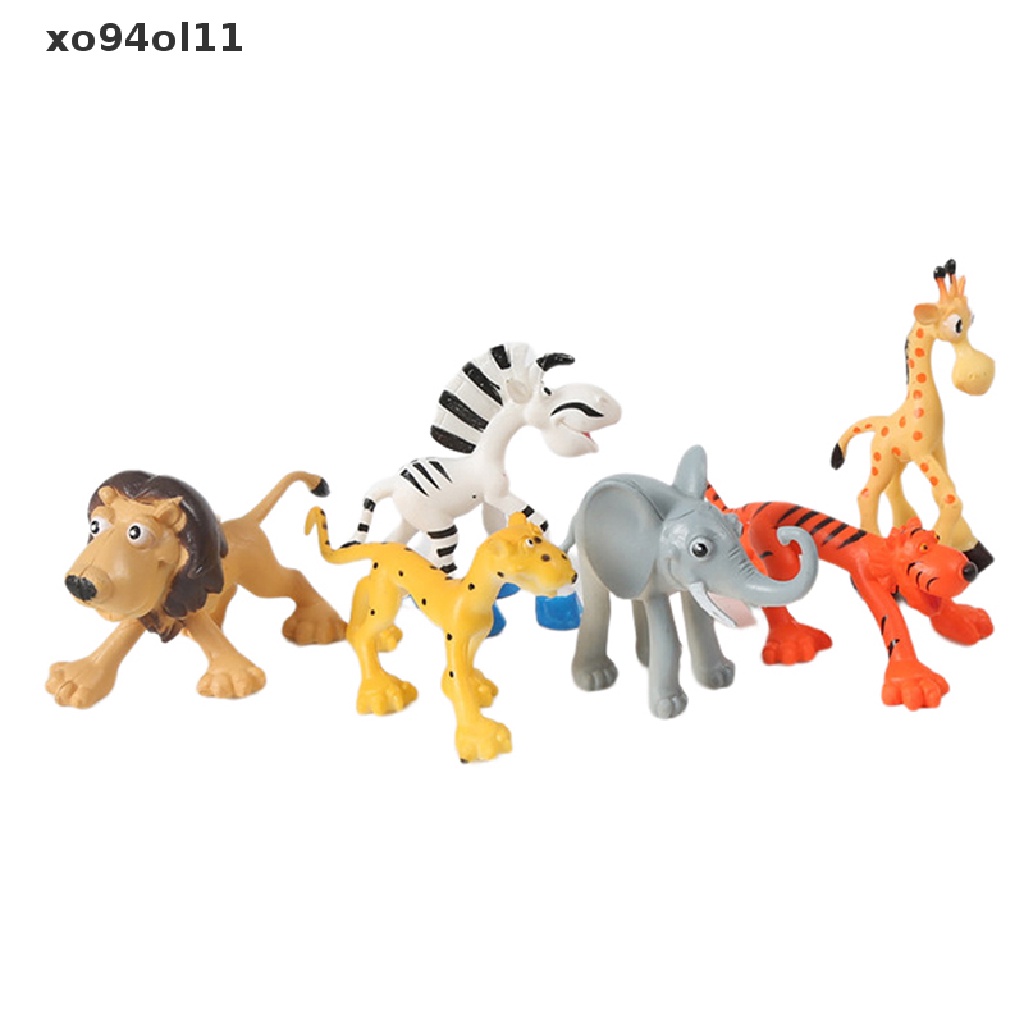 Xo 6Pcs/set Rumah Boneka Miniatur Safari Hewan Ornamen Mikro Dekorasi Lanskap Harimau Singa Gajah Zebra Boneka Dekorasi Kue OL