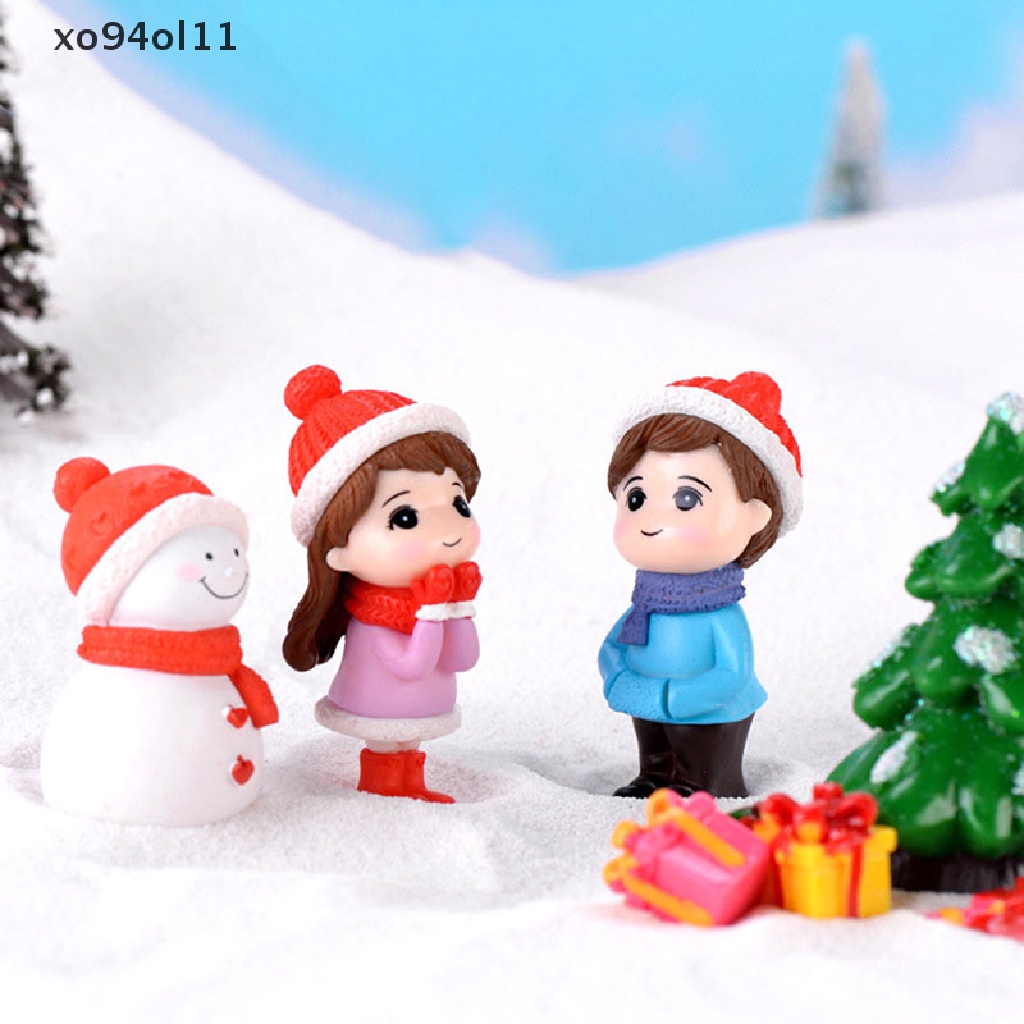 Xo Pasangan Musim Dingin DIY Patung Miniatur Mini Snowman Micro Landscape Dekorasi Taman OL