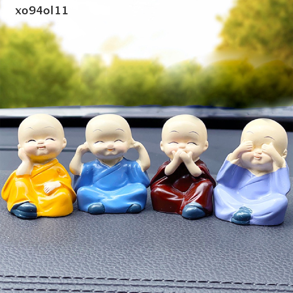 Xo 4Pcs Kerajinan Resin Hadiah Indah Biksu Kecil Patung Biksu Lucu Buddha OL