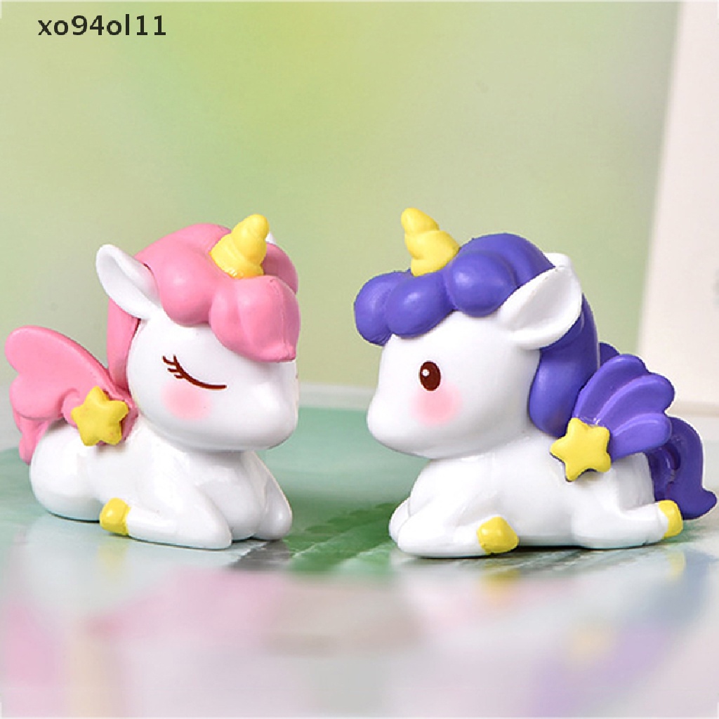 Xo Patung Miniatur Unicorn Lucu Peri Ornamen Taman Kerajinan Lanskap Mikro OL