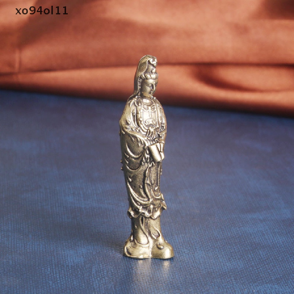 Xo Patung Guanyin Bodhisattva Buddha Tembaga Antik Dekorasi Rumah Ornamen OL