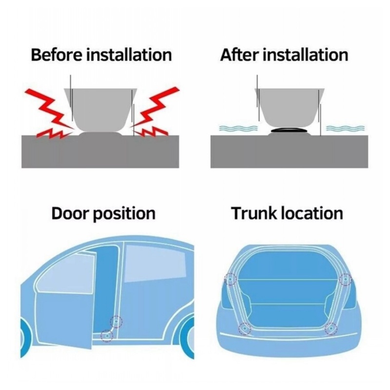 Gasket Buffer Peredam Kejut Pintu Mobil Universal/Pad Silikon Peredam Suara Luminous Penebalan/Aksesoris Interior Otomatis