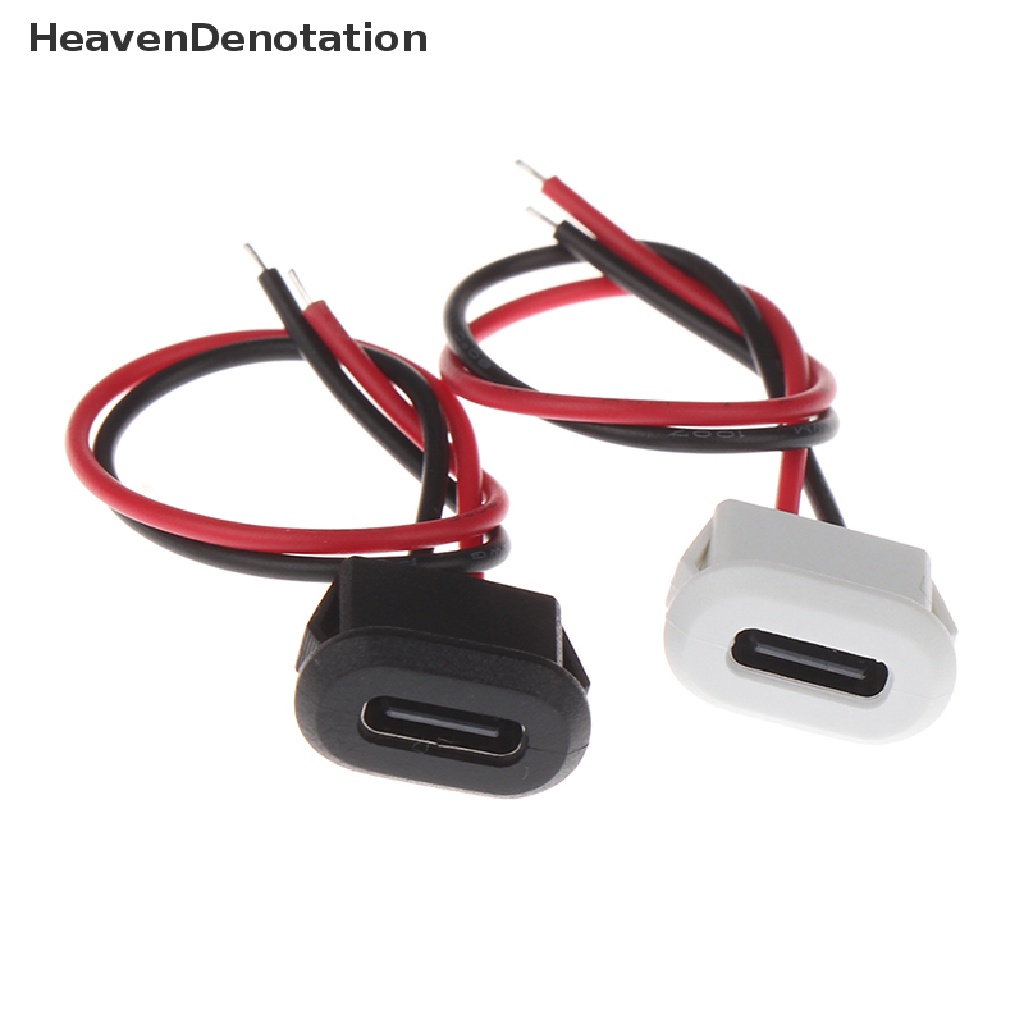 [HeavenDenotation] 2pin USB-C TypeC Konektor USB Tahan Air Kompresi Langsung Base Female Soket Antarmuka Pengisian Dengan Kawat Las Soket Tahan Air HDV