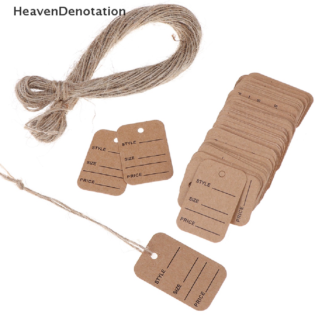 [HeavenDenotation] 100pcs Tag Harga Display Merchandise Label Pernikahan Label Harga Dengan String 20m HDV