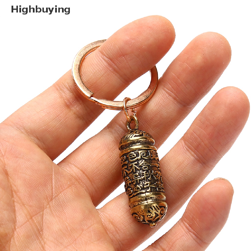 Hbid Hollow Kuningan Sutra Silinder Liontin Keychain Pill Box Container Botol Gantungan Kunci Glory