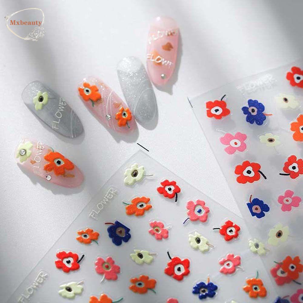 Mxbeauty Kartun Stiker Kuku Fashion Pelangi Pesawat Luar Angkasa Catatan Musik Nail Art Dekorasi