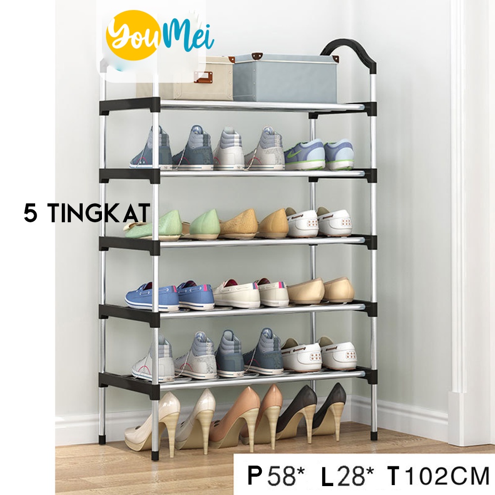 Rak Sepatu Stainless Steel Kuat Tempat Sepatu Sandal Multifungsi Kapasitas Besar 5 Tingkat 6 Tingkat 7 Tingkat - 1085