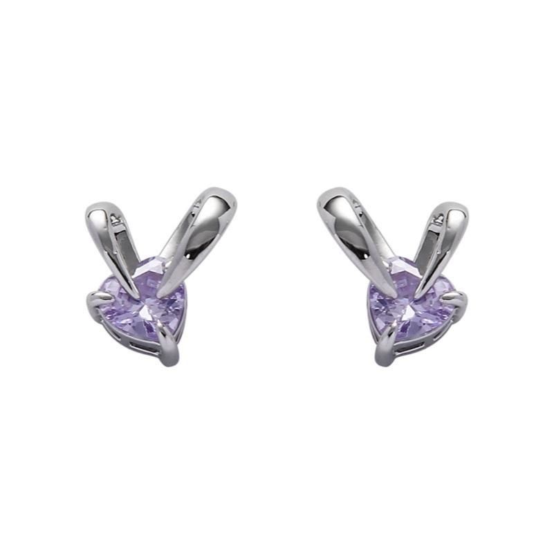 Anting Telinga Kelinci Zirkon Ungu Fashion Temperamen Aksesoris Telinga
