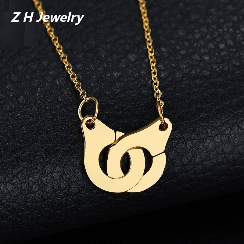 Z H Perhiasan 18K Emas 24K Emas S925 Perak Hip Hop Rock Stainless Steel Liontin Pasangan Fashion Baja Titanium Kalung Retro Punk Aksesoris Pesta