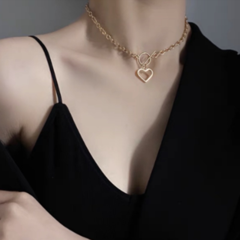 We Flower Vintage Emas Berongga Hati Liontin Kalung Untuk Wanita Gadis Jalan Fashion Rantai Tebal Cinta Kalung Perhiasan Hadiah
