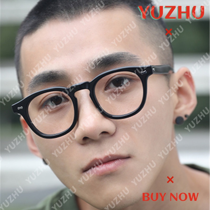 (YUZHU) Vintage Fashion Padi Kuku Bingkai Persegi Anti Cahaya Biru Kacamata Korea Fashion Gaya Sastra Logam Berengsel Eyeglasses