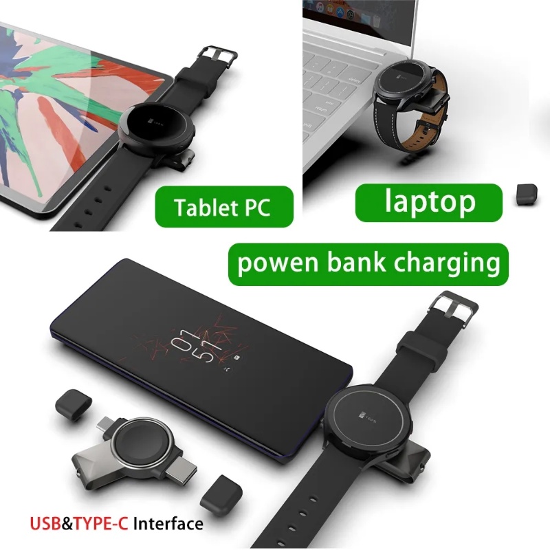 Halus 2-in-1 Sederhana40 /42 /44 /44 /46mm Samsung Watch Fast Magnetic Wireless Charger Ringan Portable Compact ABS Power Adapter Untuk Samsung Galaxy Watch 5Pro/5 /4 /3Ak1 /2