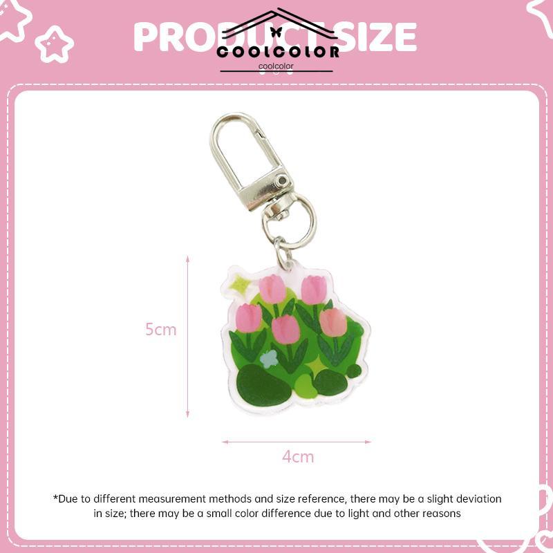 COD❤️Gantungan kunci bunga tulip/gantungan kunci akrilik liontin kreatif yang lucu gantungan kunci lucu mobil aksesoris Gantungan- cl