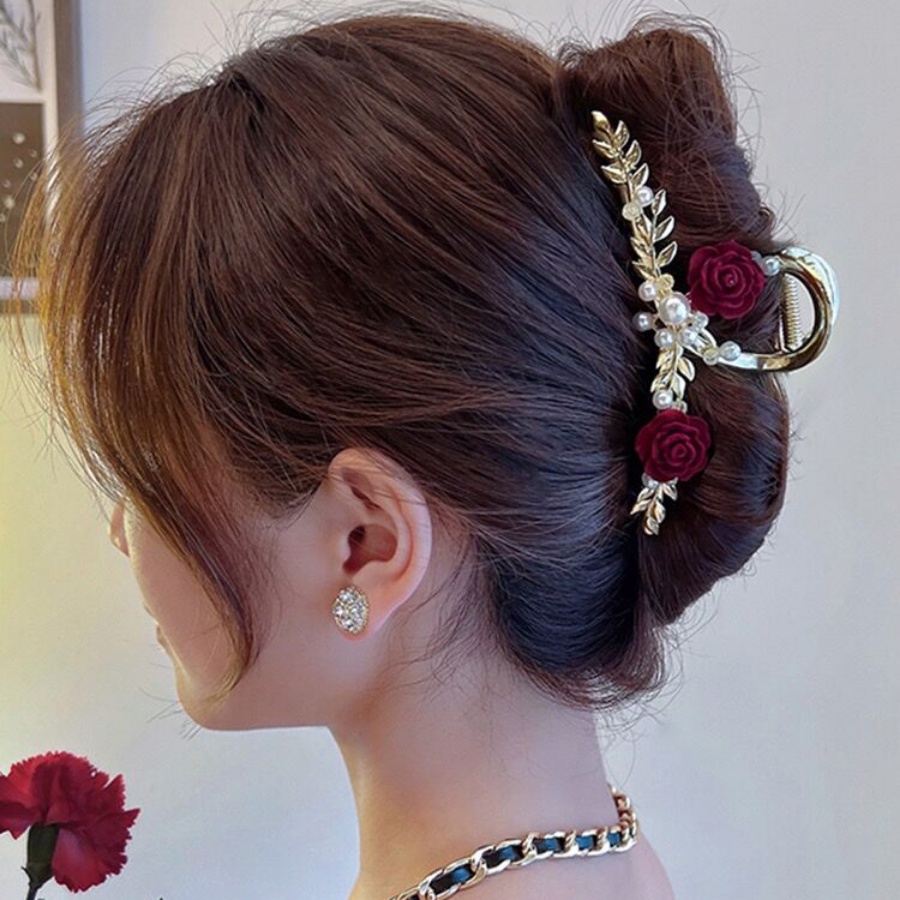 Korea Logam Mutiara Berlian Imitasi Rambut Klip Kupu-Kupu Kristal Rumbai Jepit Rambut Ponytail Holder Woman Headwear