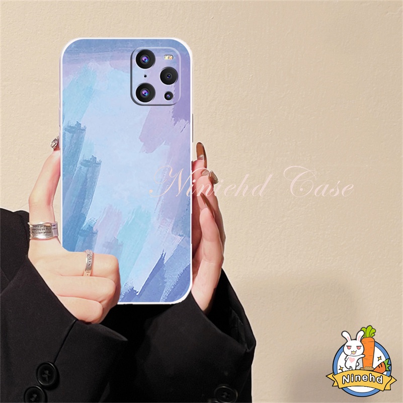 Oppo A17 A17K A57 A77 A77s A16K A16 A15 A15s A3s A5s A78 A76 A74 A54 A95 A94 A12 A5 A9 Cairan Cat Air Silikon Tepi Lurus Casing Ponsel Lensa Full Melindungi Soft Case Tahan Guncangan