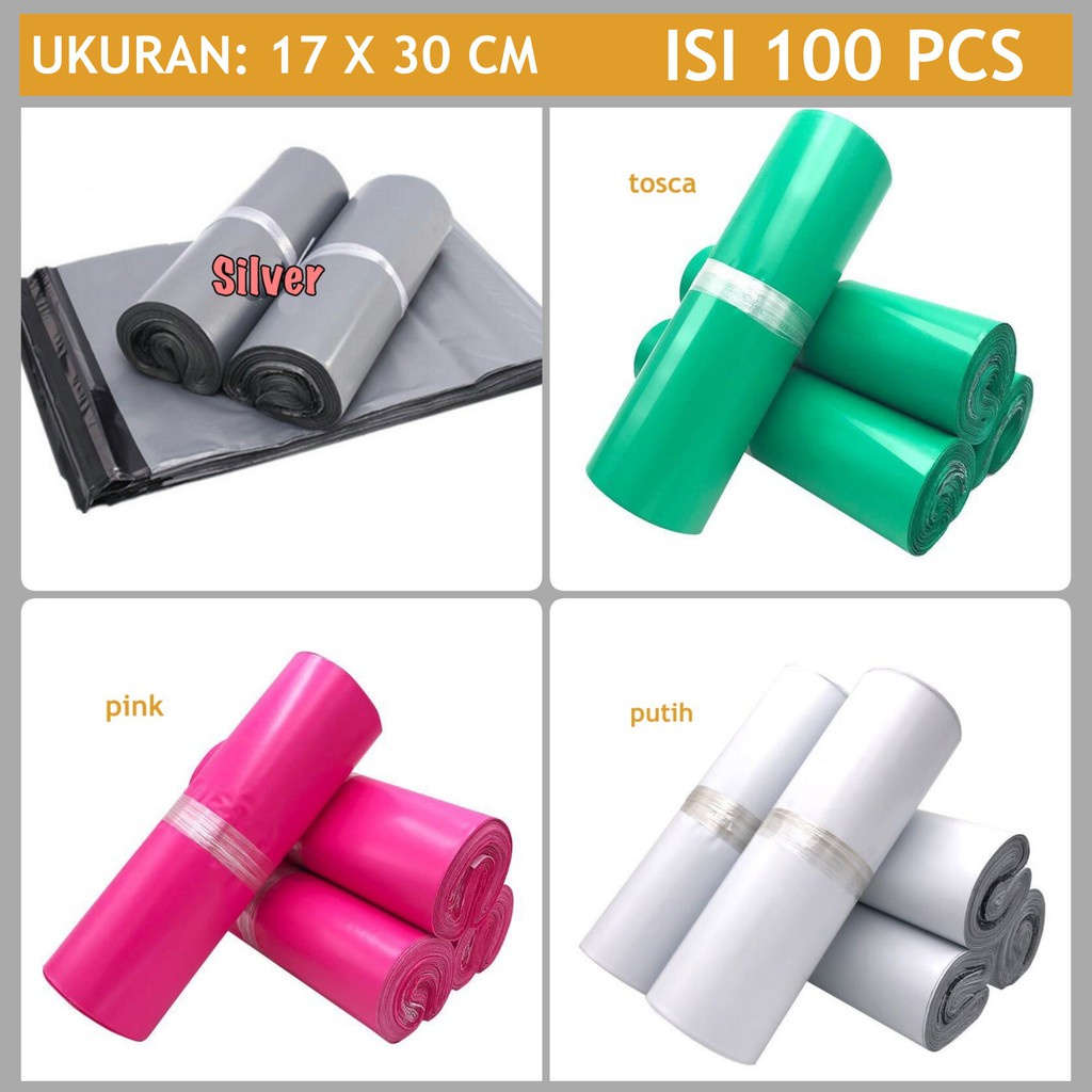 Norden - (ISI 100 PCS) POLYMAILER 17 x 30 CM - Kantong Plastik Olshop Shopping Bag Lem Perekat Murah