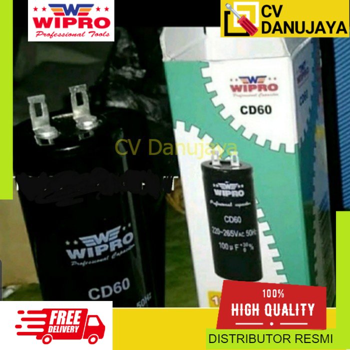 kapasitor 100 uf 220-265vac 50hz merk wipro cd60 capacitor 100uf