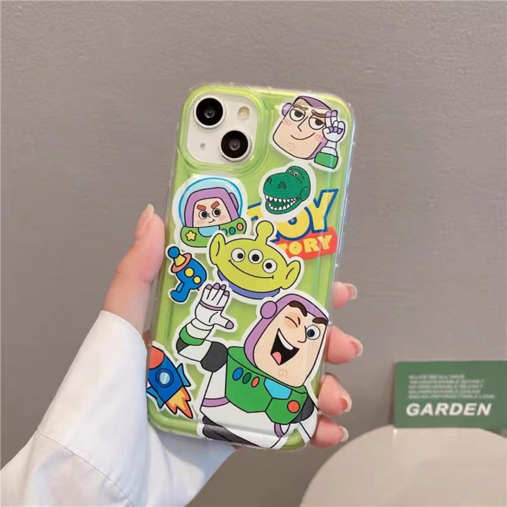 IPHONE Buzz Lightyear Casing Ponsel Cocok Untuk Iphone11 14 14pro 14plus 13 13mini 13pro 13prm iPhone12 7Plus 8Plus Xr XS 13 12mini Pro Max Empat Sudut Casing Ponsel Transparan Tahan Guncangan