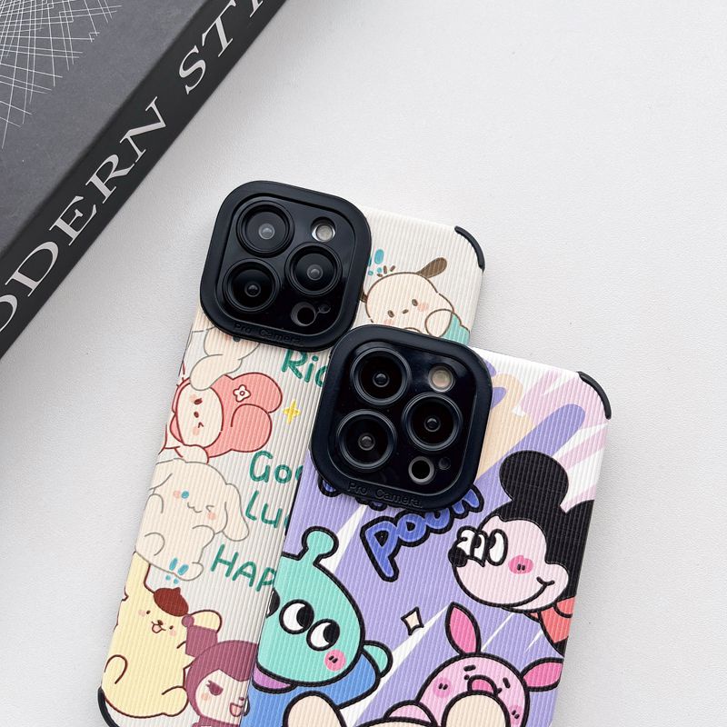 So Cute Toy Story Winnie Bear Alien Mickey Leather Soft Case iP iPhone 7 8 Plus SE 2020 X XR XS Max 11 12 13 14 Pro Max 14 Plus Camera Protect Cartoon Anime Disney CASE