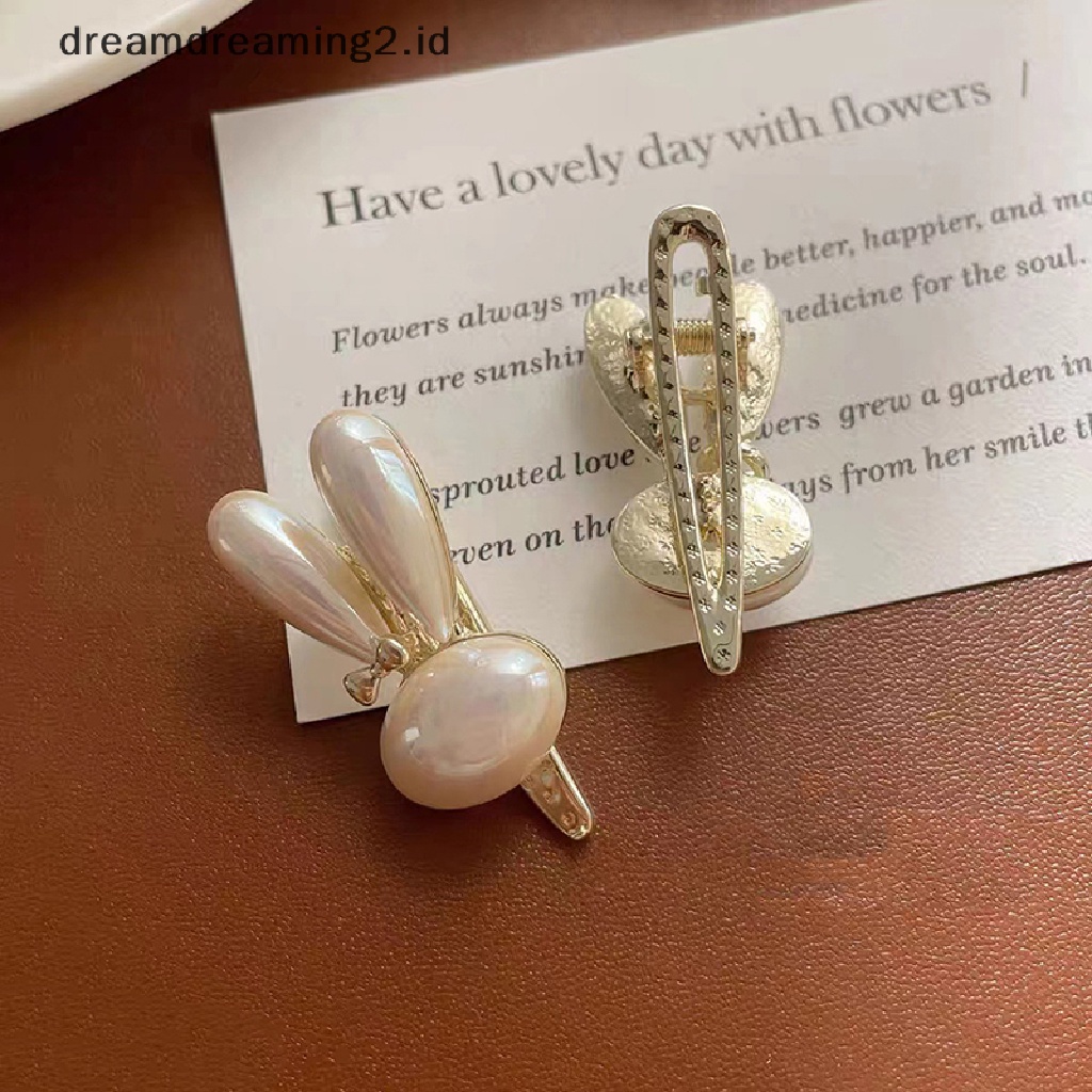 (dream) 1pc Rabbit Pearl Hair Clip Tahun Baru Kelinci Klip Rambut Wanita Fashion Jepit Rambut Gadis Manis Hiasan Kepala Aksesoris Rambut//