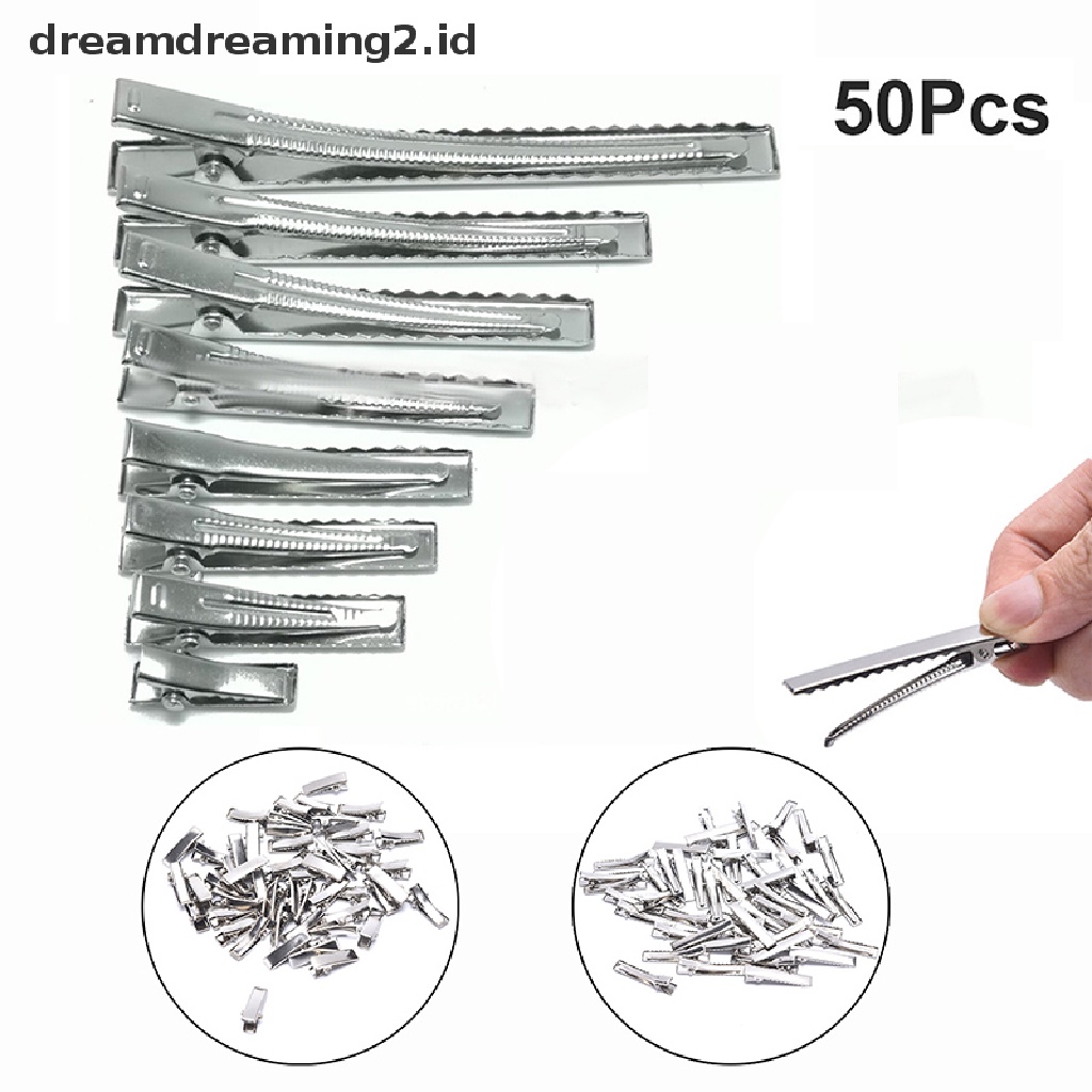 (dream) 50pc Silver Tone Metal Alligator Clip Penjepit Buaya Spring Clip Duckbill Clip//