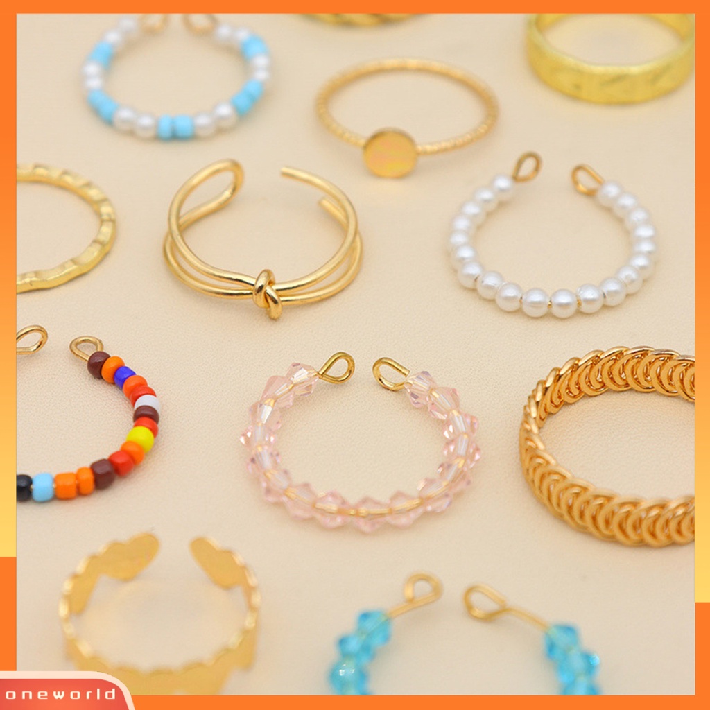 [EONE] 12pcs/set Mutiara Imitasi Multicolor Beads Knuckle Rings Bukaan Hati Simpul Wanita Knuckle Rings Perhiasan Aksesoris